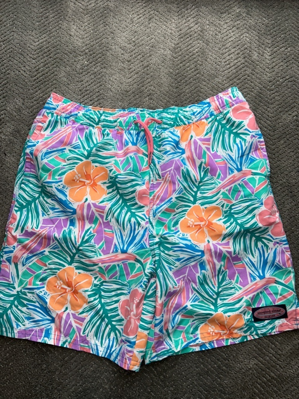 Vineyard Vines Kids Floral Swim Trunks. Faded Look, Size XL (18) Chappy Swim